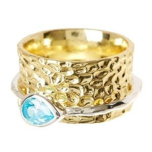 Kwanli 2 Tone Gold And Silver Kendra Spinner Ring Size 6